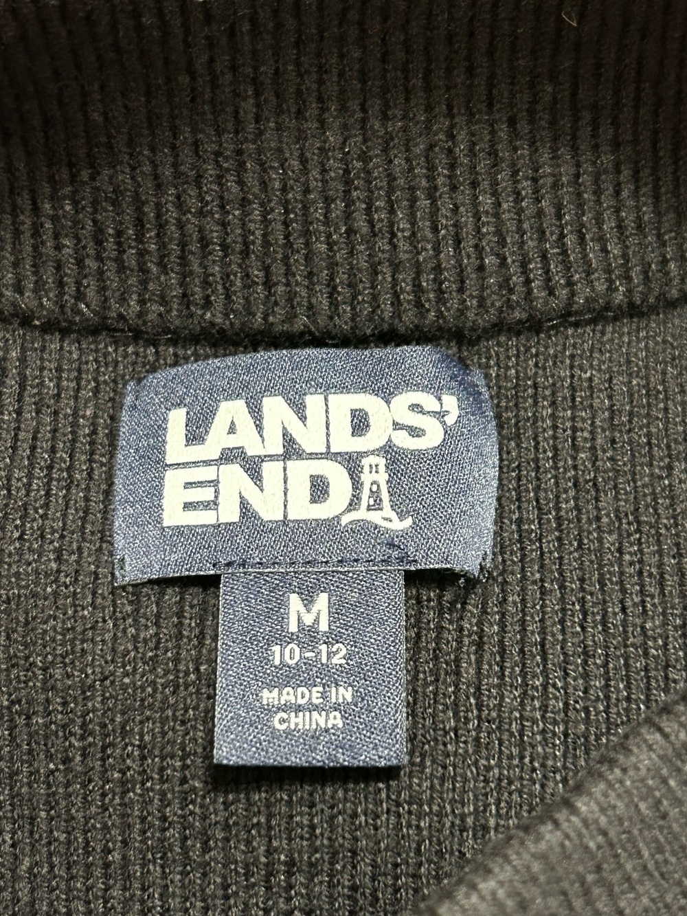 Lands' End Sleeveless Black Mock-Neck Tie-Waist Knit Dress - Picture 11 of 11